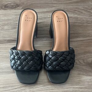 A New Day Black Woven Heeled Sandals